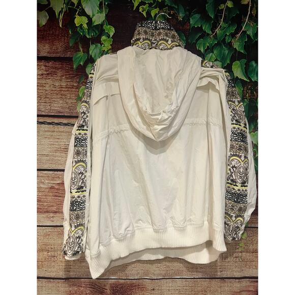 Free People She Fly Jacket Coat White Hood Layered Embroidered Aztec XS Oversize - Picture 6 of 9